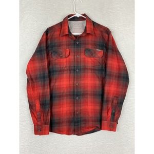 Eddie Bauer Shirt Men's Medium Red Plaid Flannel Button Up Casual